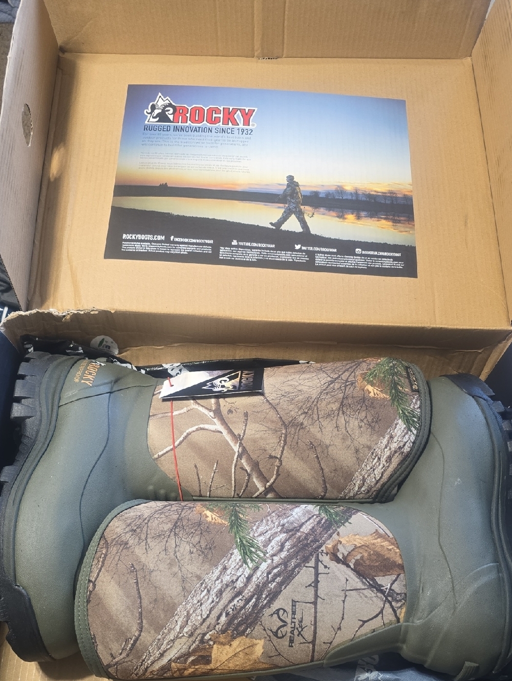 Rocky Realtree Camo Hunting Boots in Green and Brown